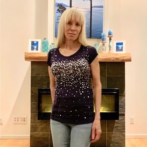 XS navy blue INC top like new very flattering